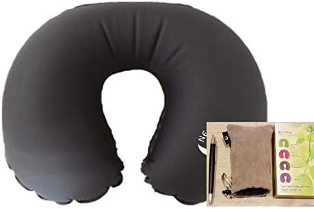 NEWLINE NY Quick And Easy Travel Neck Pillow With Drawstring Pouch Dark Grey