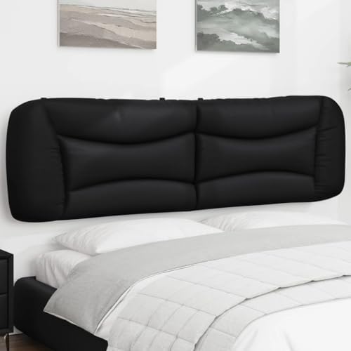 Faux Leather Headboard Pillow Black Curved Mattress Support