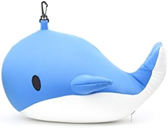 Kikkerland Zip Flip Travel Neck Back Pillow - Cute Compact Plush Blue Whale