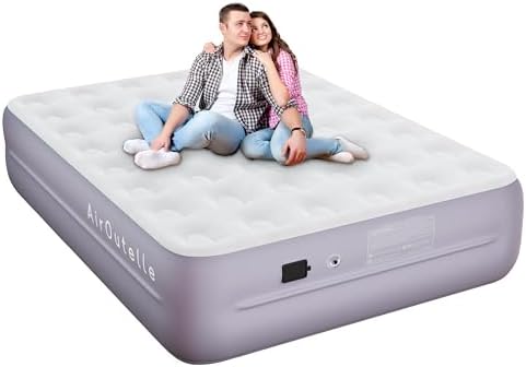 AirOutelleQueen Dutch Velvet Air Mattress Rechargeable USB Pump 18 Storage Bag included