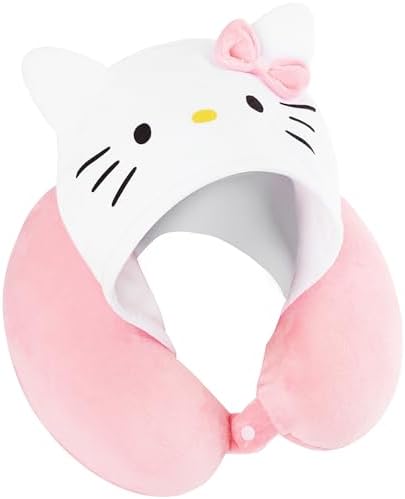 Hello Kitty Girls Teens Travel Pillow wHood for Neck Head Support