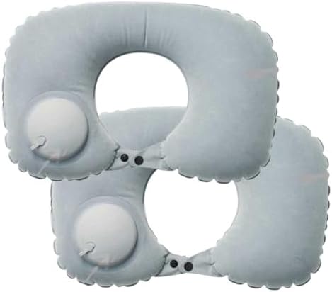 Perfect for Travel - U-Shape Inflatable Neck Pillow Set of 2 Gray