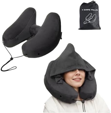 Inflatable Travel Pillow with Neck Support for Airplane and Long Flights