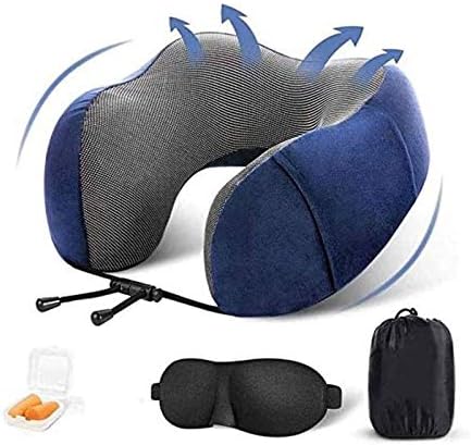 Adjustable Memory Foam Travel Pillow for Airplane Sleep