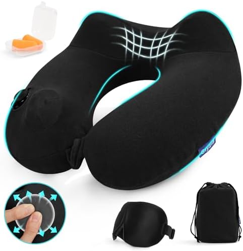 Premium Inflatable Travel Neck Pillow with Support