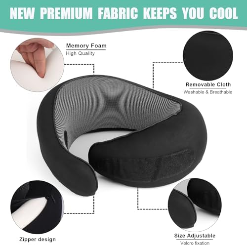 Memory Foam Travel Neck Pillow Black