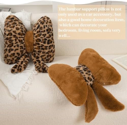 Luxury Plush Bow Car Headrest Lumbar Pillow Set for Comfort Style