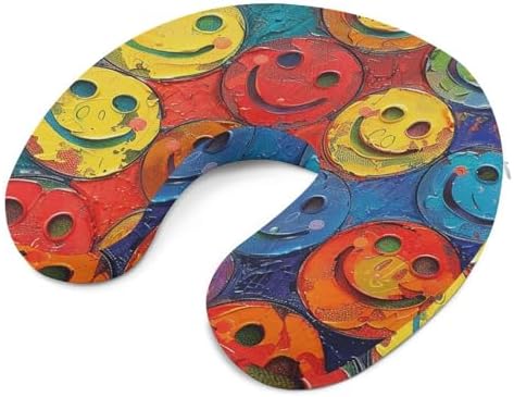Colorful Smiley Face Memory Foam Travel Pillow