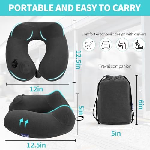 Glyzia 2-Pack Inflatable Travel Neck Pillow for Adults
