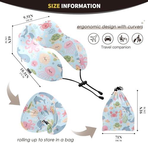 ALAZA Portable Washable Memory Foam Neck Pillow with Cartoon Design