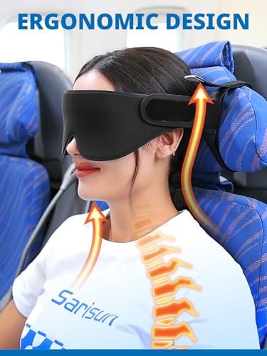 SARISUN Travel Head Strap Eye Mask 360 Comfort for Air Flights