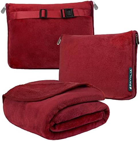 PAVILIA Airplane Blanket Convertible Travel Pillow Soft Thermal
