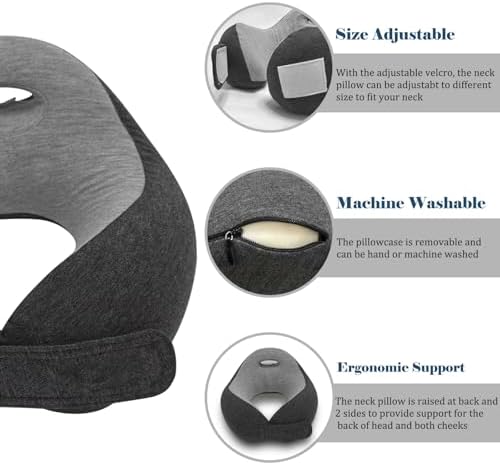 Waadiot Memory Foam Travel Pillow with Headrest