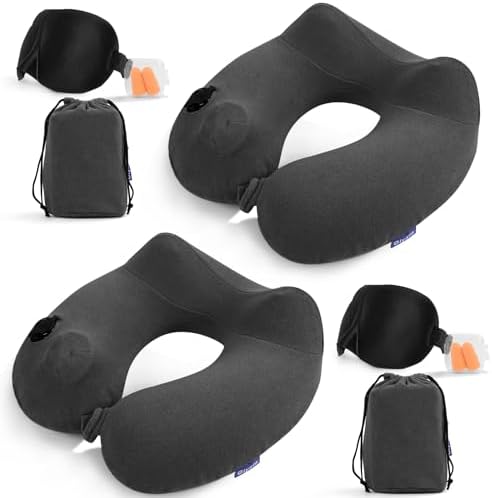 Glyzia 2-Pack Inflatable Travel Neck Pillow for Adults