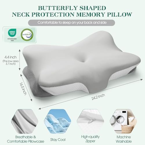 LTHTRADE Ergonomic Memory Foam Neck Pillow for Adults