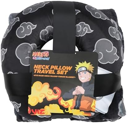 Bioworld Naruto Gray Cloud Travel Neck Pillow Set