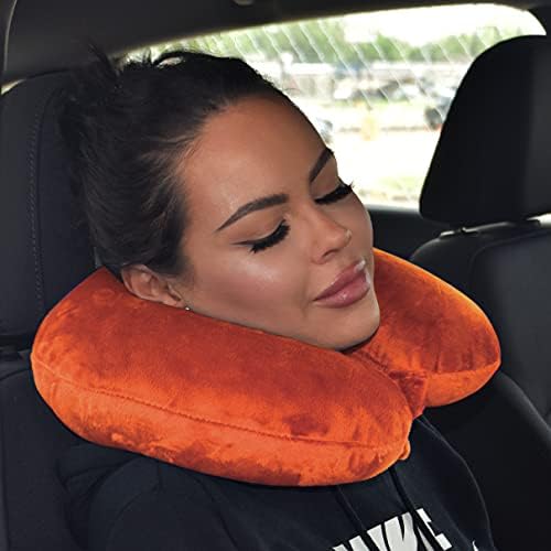 Adult Cozy Soft Microfiber Neck Pillow Orange Travel Home Use