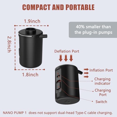 VOLLYC Electric Mini Air Pump for Inflatables