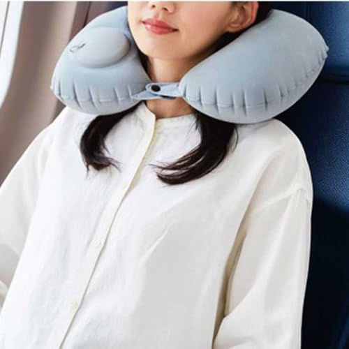 Perfect for Travel - U-Shape Inflatable Neck Pillow Set of 2 Gray