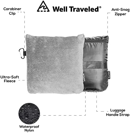 Well Traveled 2 in 1 Fleece Travel Blanket with Stuffable Pillowcase