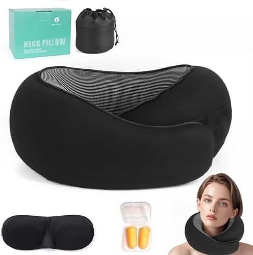 Memory Foam Travel Neck Pillow Black