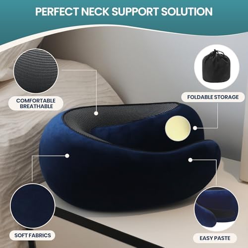 QRMZ Pot Memory Foam Travel Pillow for Neck Support