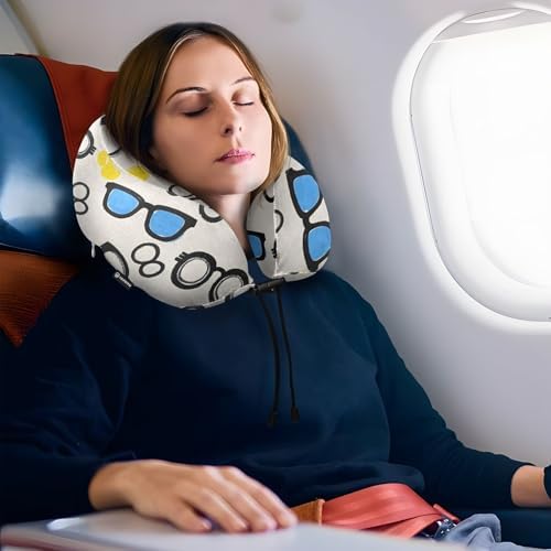 ALAZA Memory Foam Neck Pillow for Airplanes Portable Comfortable