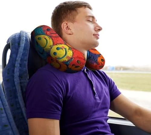 Colorful Smiley Face Memory Foam Travel Pillow