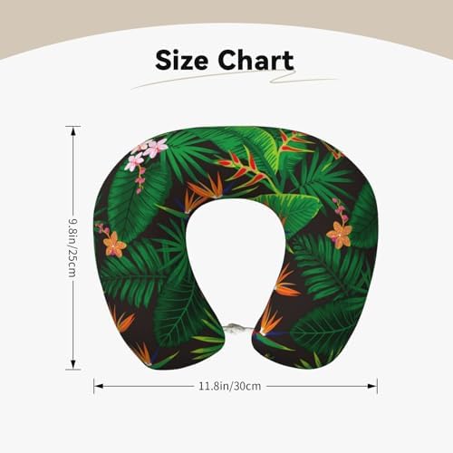 DZUAIKIT Tropical Jungle Floral Travel Pillow with Memory Foam Support