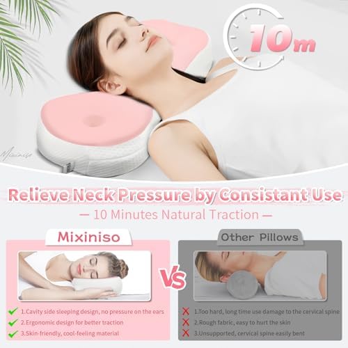 Mixiniso Neck Support Pillow with Traction Function and Portable Bag