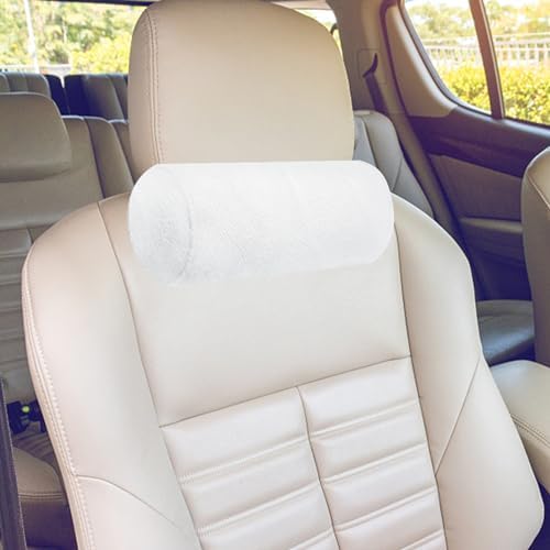 VF03Cylinder Car Pillow Case - Crystal Velvet Neck Pillow for Car Headrests - White