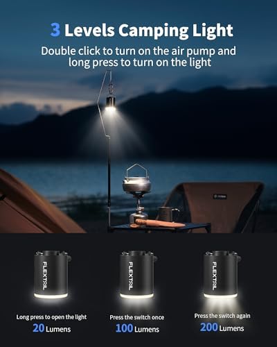 FLEXTAILGEAR Ultra-Compact Camping Air Pump with Camping Light
