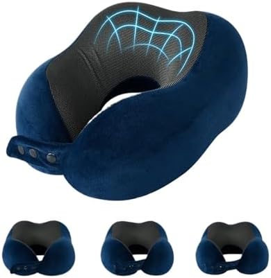 U-Shaped Travel Pillow with Memory Foam Core Navy