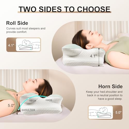 RASUSS Cervical Neck Pillow - Pain Relief for Back Stomach Sleepers