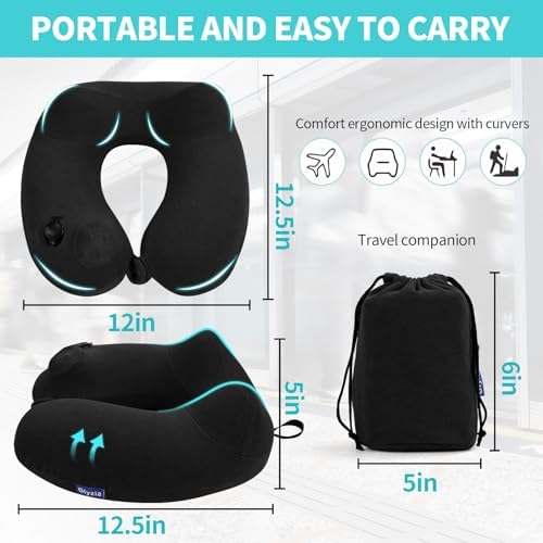 Premium Inflatable Travel Neck Pillow with Support
