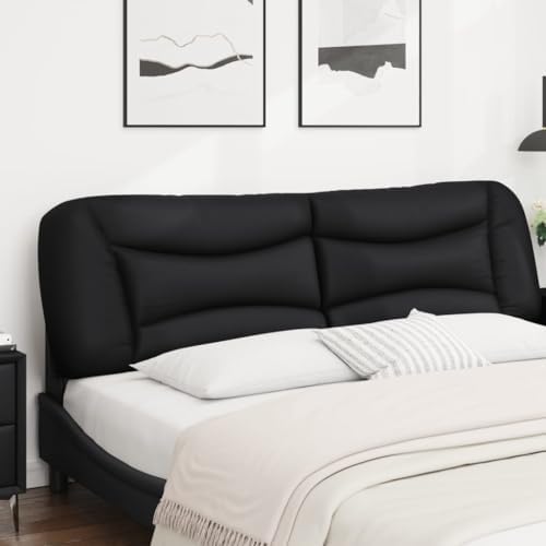 Faux Leather Headboard Pillow Black Curved Mattress Support