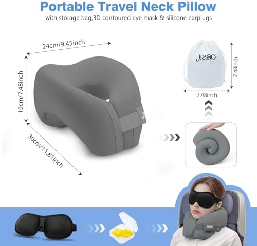 Travel Neck Pillow with 3D Eye Masks and Earplugs