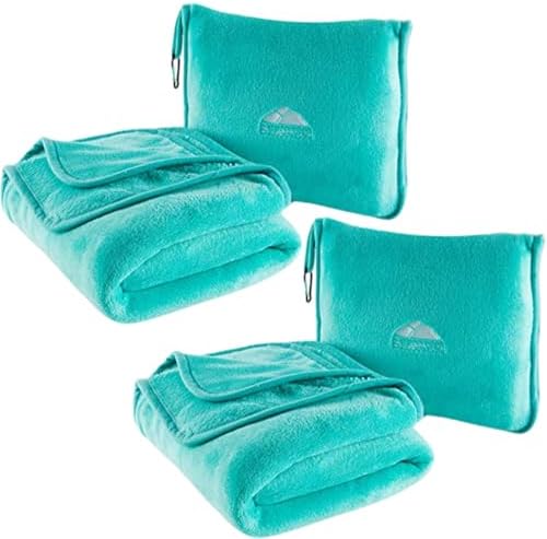 BlueHills 2-Pack Premium Soft Travel Blanket Pillow for Travelers