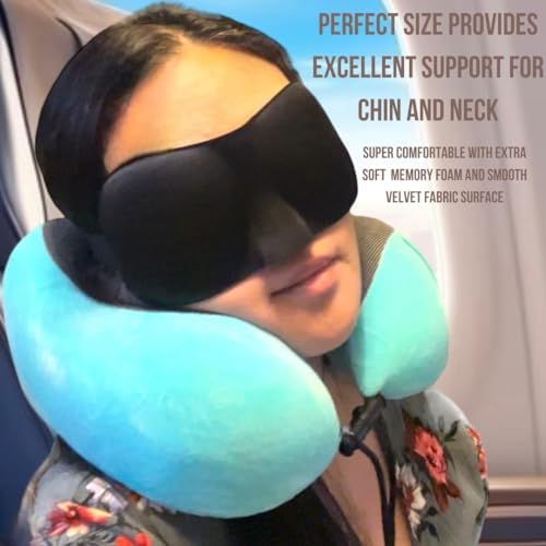 Metazonix Travel Pillow for Airplane Neck Support - Soft Memory Foam