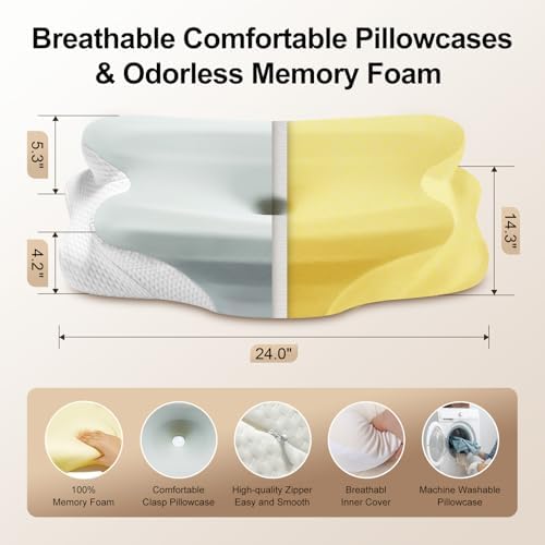 RASUSS Cervical Neck Pillow - Pain Relief for Back Stomach Sleepers