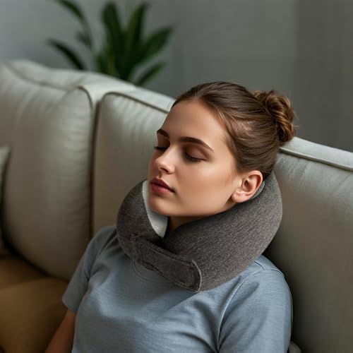 Waadiot Memory Foam Travel Pillow with Headrest