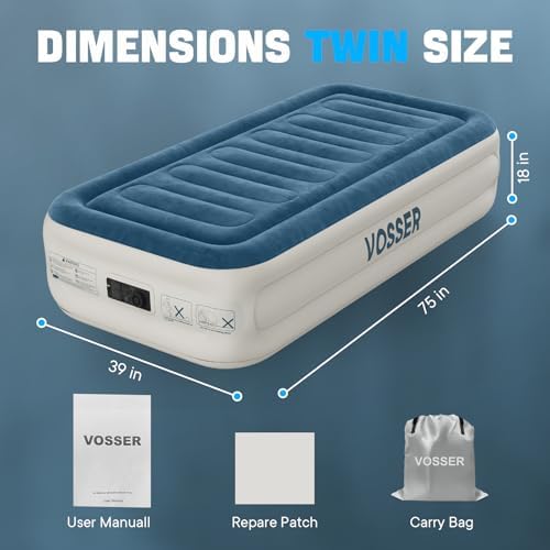 Vossal Twin Air Mattress Quick Inflate Durable Waterproof for Home Camp Guests