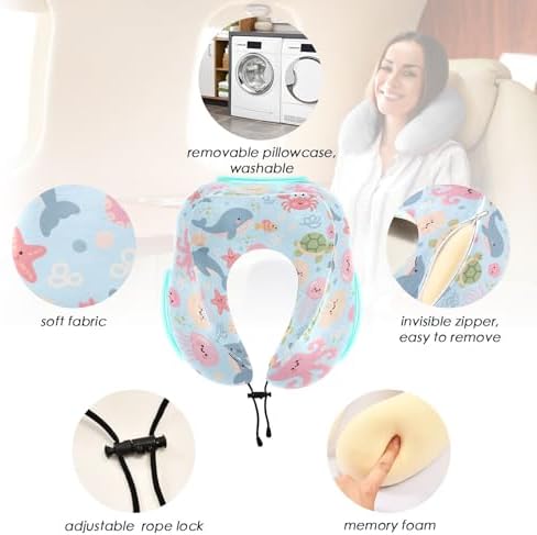ALAZA Portable Washable Memory Foam Neck Pillow with Cartoon Design