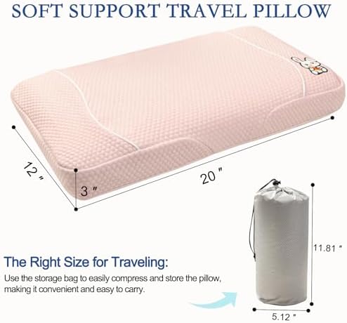 Memory Foam Travel Pillow with Neck Support and Fast-Debonding Foam