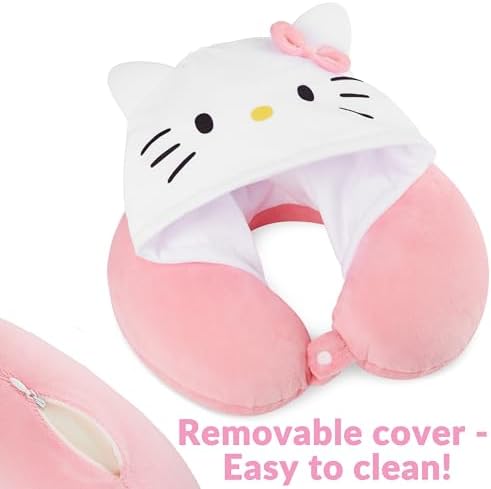 Hello Kitty Girls Teens Travel Pillow wHood for Neck Head Support