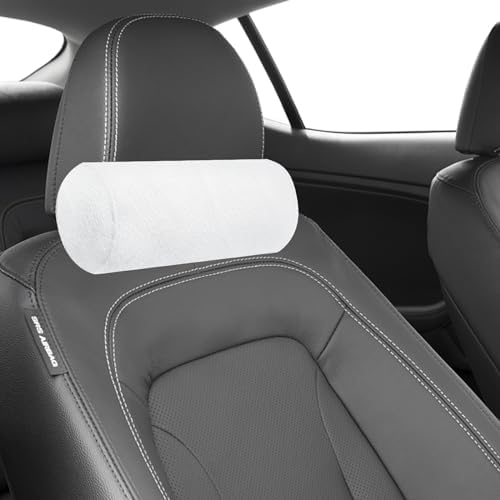 VF03Cylinder Car Pillow Case - Crystal Velvet Neck Pillow for Car Headrests - White