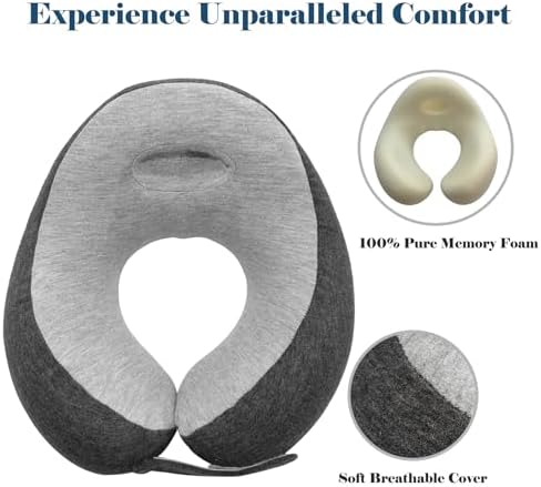 Waadiot Memory Foam Travel Pillow with Headrest