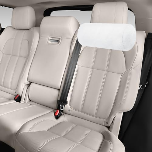 VF03Cylinder Car Pillow Case - Crystal Velvet Neck Pillow for Car Headrests - White
