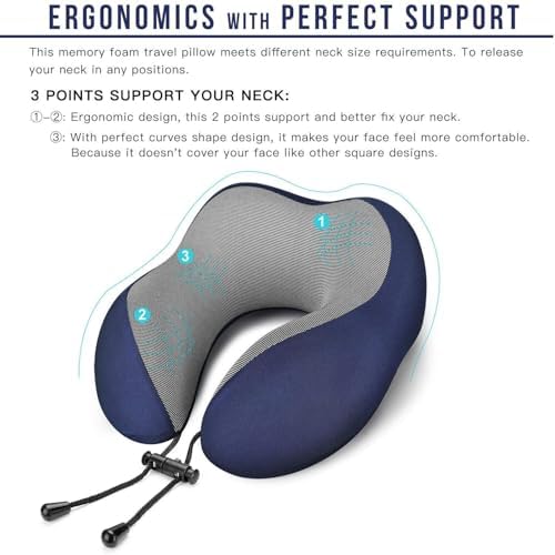 CrazyMart Compact Ergonomic Travel Pillow for Airplane Car Use