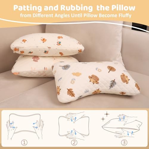 Vocheer 11x7 Portable Travel Pillow Machine Washable Pink Deer Design 2-Pack